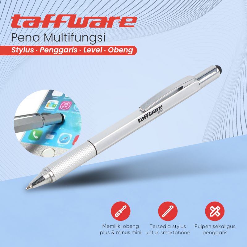 

Pulpen/pena multifungsi plastik stylus +penggaris+ level +obeng WARNA SILVER