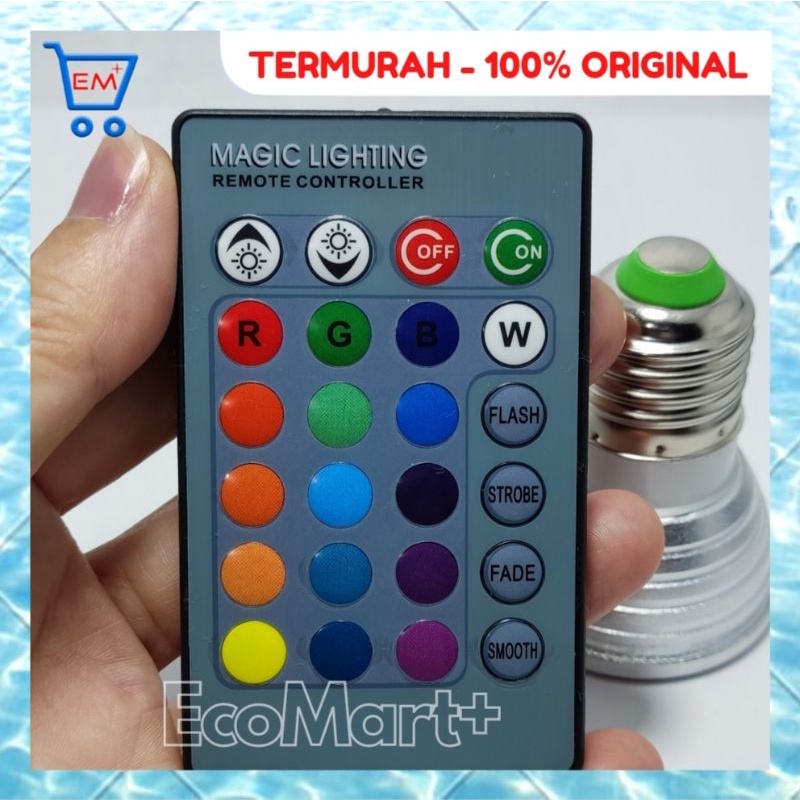 PROMO !!!  Led RGB  3w 16 Warna E27 + Remote Control