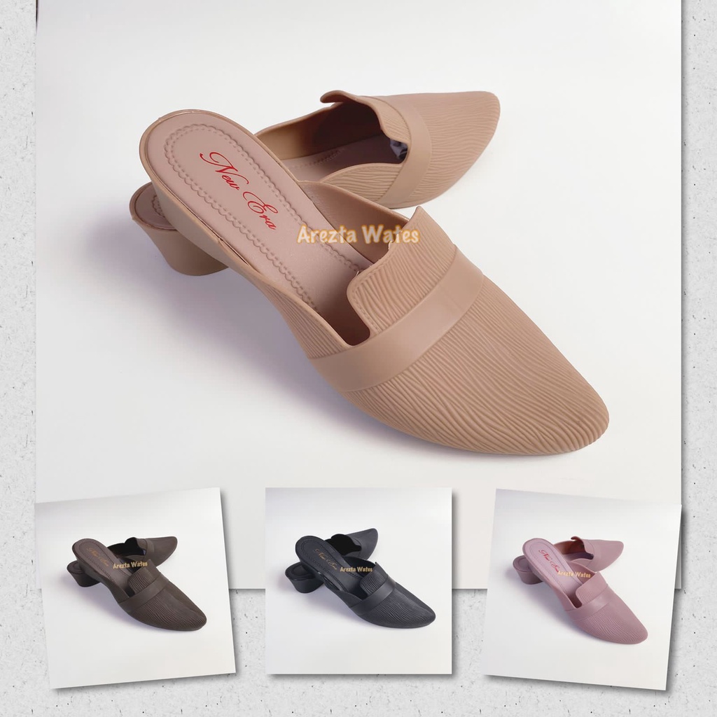 Sandal karet selop wanita hak tinggi wedges slip on new era LB 13005