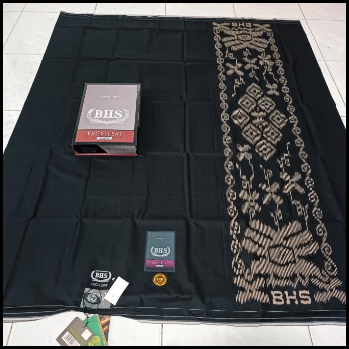 Promo Sarung Tenun Bhs Hitam Polos Tkb Tumpal Kembang