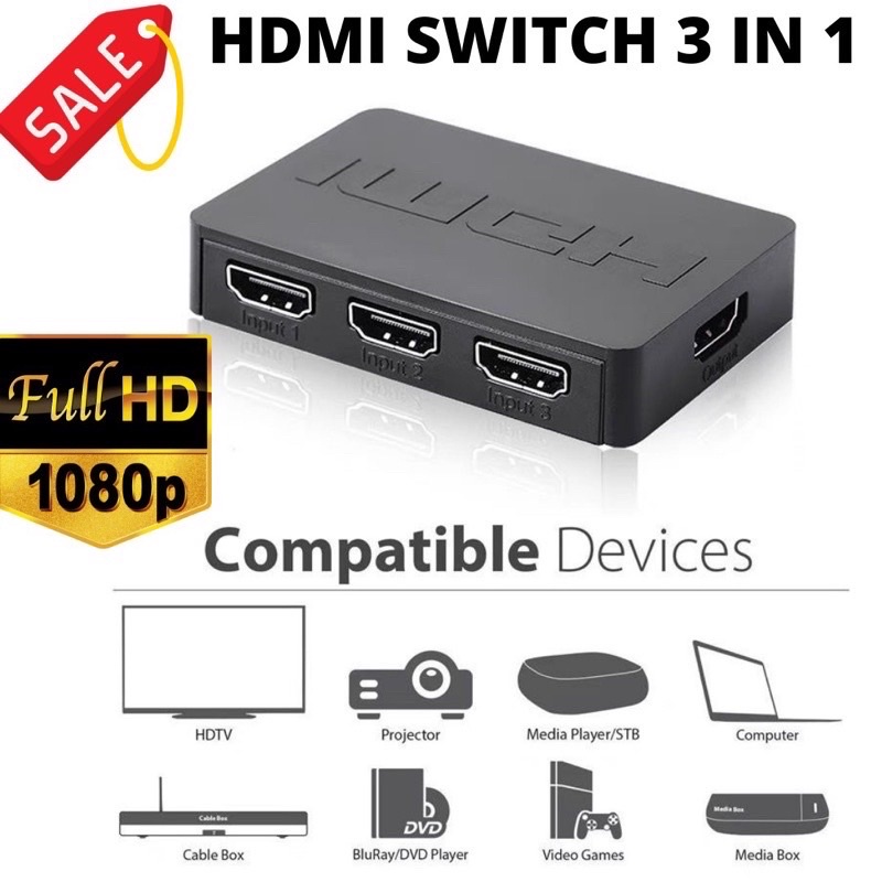 HDMI SWITCHER 3 port full hd 1080P 3 input 1 output switcher hdmi