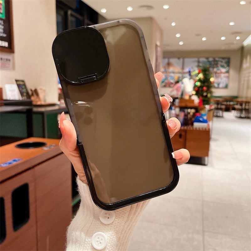 Cermin Flip Multi Fungsional Desain Warna Casing Transparan Untuk Ponsel14 13 12 11 Pro X XS Max XR 14Plus All Inclusive Holder Phone Fall Case