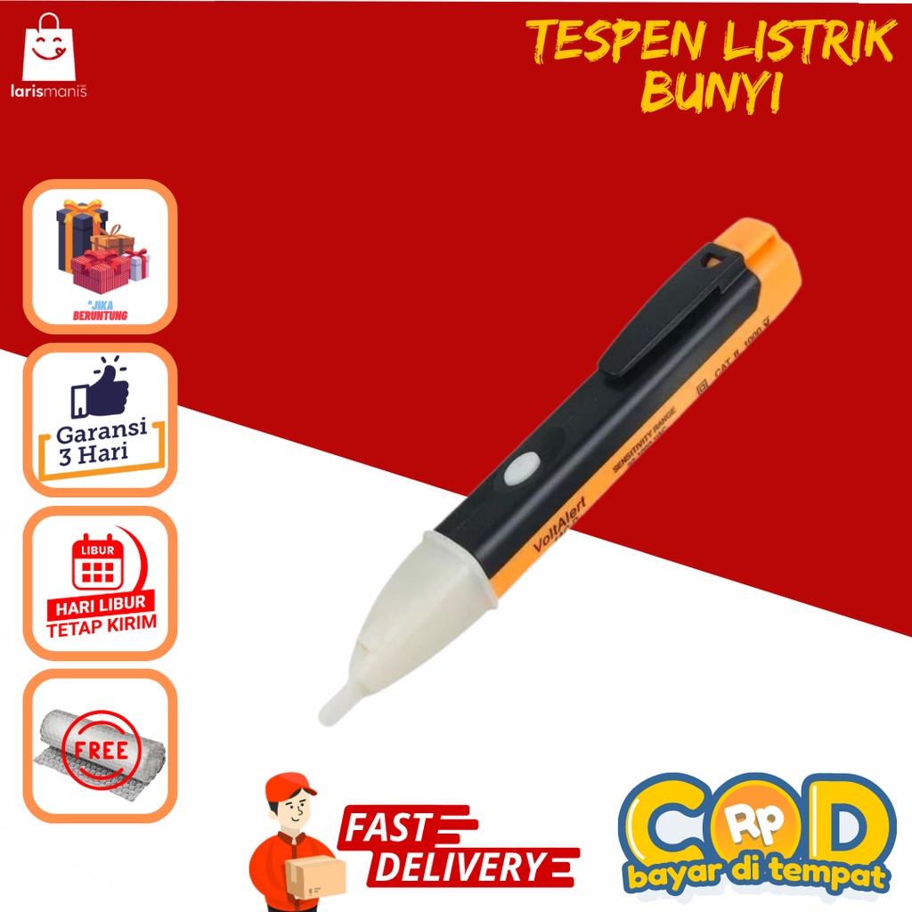 Tespen Listrik Cek Kabel Putus Otomatis Bunyi / Alat Deteksi Aliran Arus Pen Tester / tespen detektor tespen Sensor Detektor Voltase Tester Elektrik AC Lampu bunyi otomatis TEST PEN NON TOUCH ALAT DETEKSI KABEL PUTUS