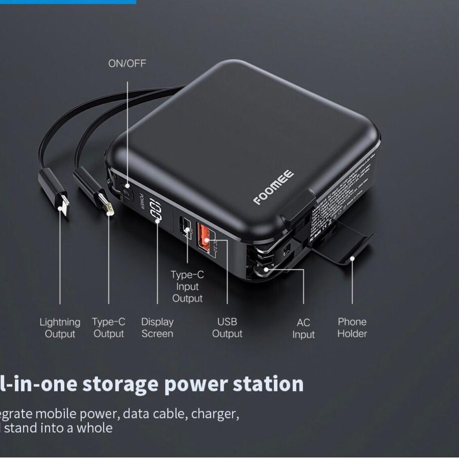 Rekomendasi Power bank Fast Charging QC3.0 PD18W 15000mAh FOOMEE RF15 15000mAh QC3.0+PD18W Digital D