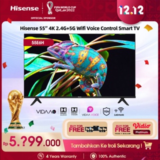 Hisense 55”  4k Vidaa Smart TV-Bezelless Design-Dolby Audio- Youtube/Netflix/Prime video-Voice Control-Casting-Vidaa U5 system-Wifi-Bluetooth-USB-HDMI-Clean View-Master Pro (55E6H)