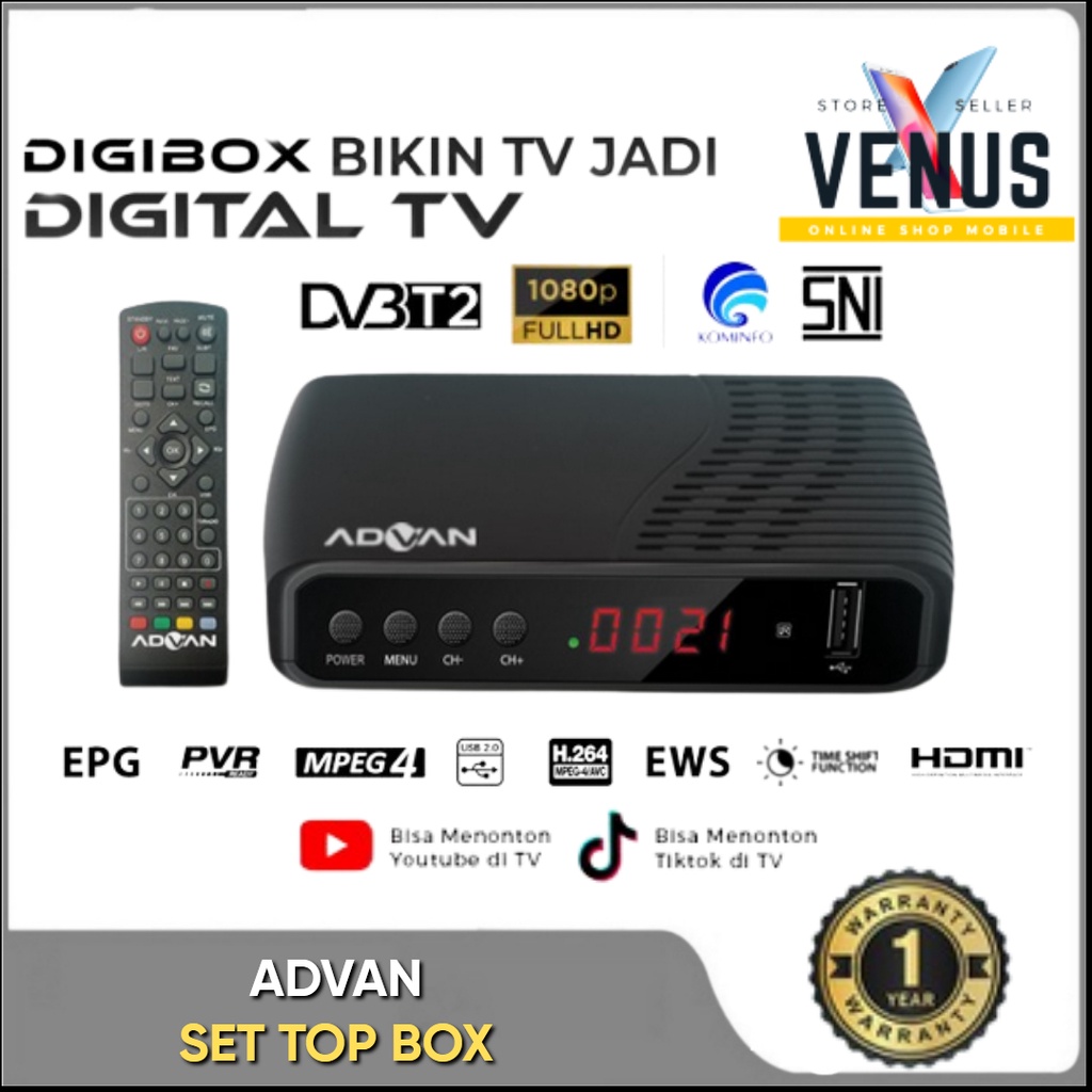 ADVAN | ADVANCE DIGIBOX DVBT2 Full HD 1080p Set Top Box TV Digital Receiver