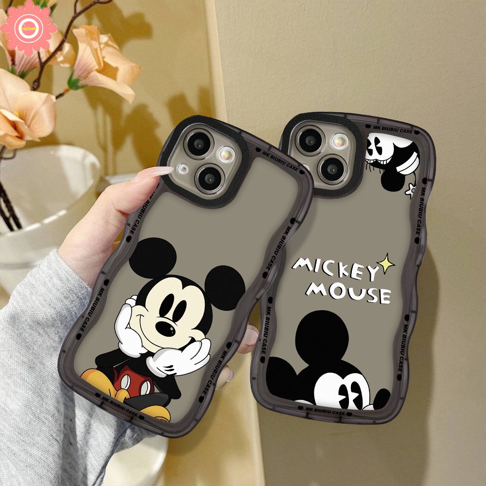 Realme C53 C55 10 C35 C33 C11 C25s C20 C17 C25Y C21Y C12 C15 8 8Pro C30 C25 C20A 9 9Pro+9i 8i C3 7i 5i 6i 5 7 Disney Mickey Mouse Lucu Kartun Couple Lembut Wavy Edge Case