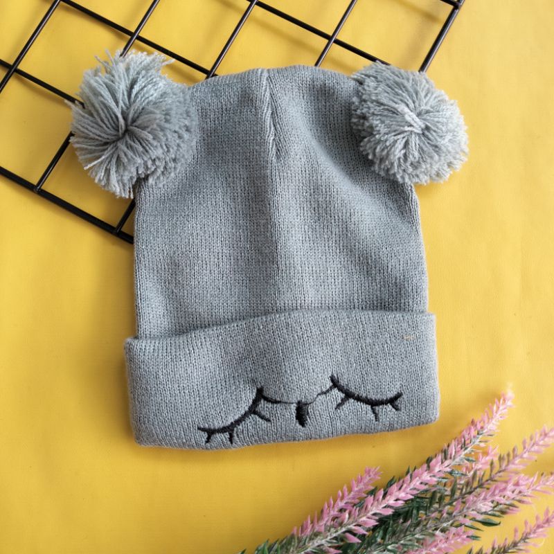 kupluk bayi 3-24 bulan motif pompom sleep