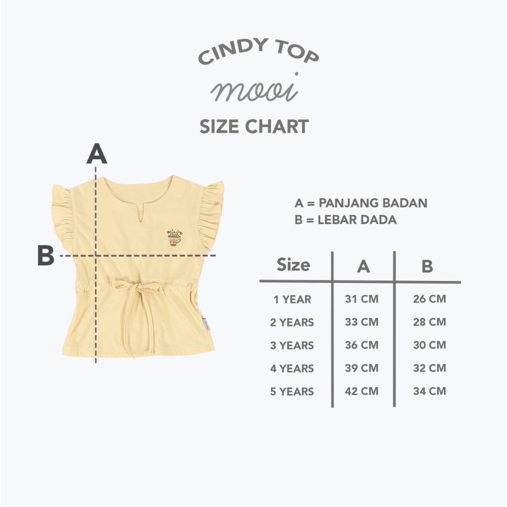 Mooi Cindy Top 1-5 Tahun Atasan Serut Fashion Anak Perempuan CBKS S23