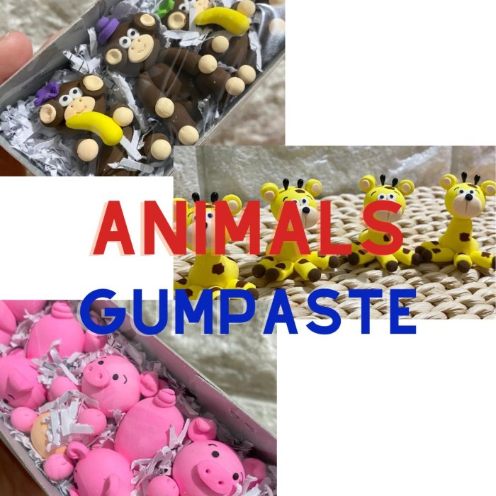 ANIMAL GUMPASTE HIASAN KUE ULANG TAHUN HEWAN LUCU DEKORASI
