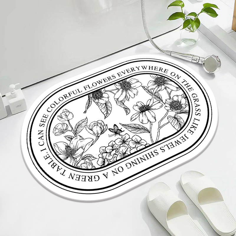 ETFELICEL Velvet Mat / Keset Lantai Kaki Bludru Halus Anti Selip Pintu Kamar Mandi