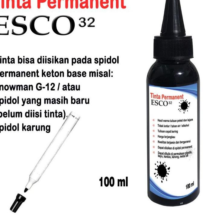 

Super Kualitas Tinta permanen/permanent/marking esco 100ml Hitam