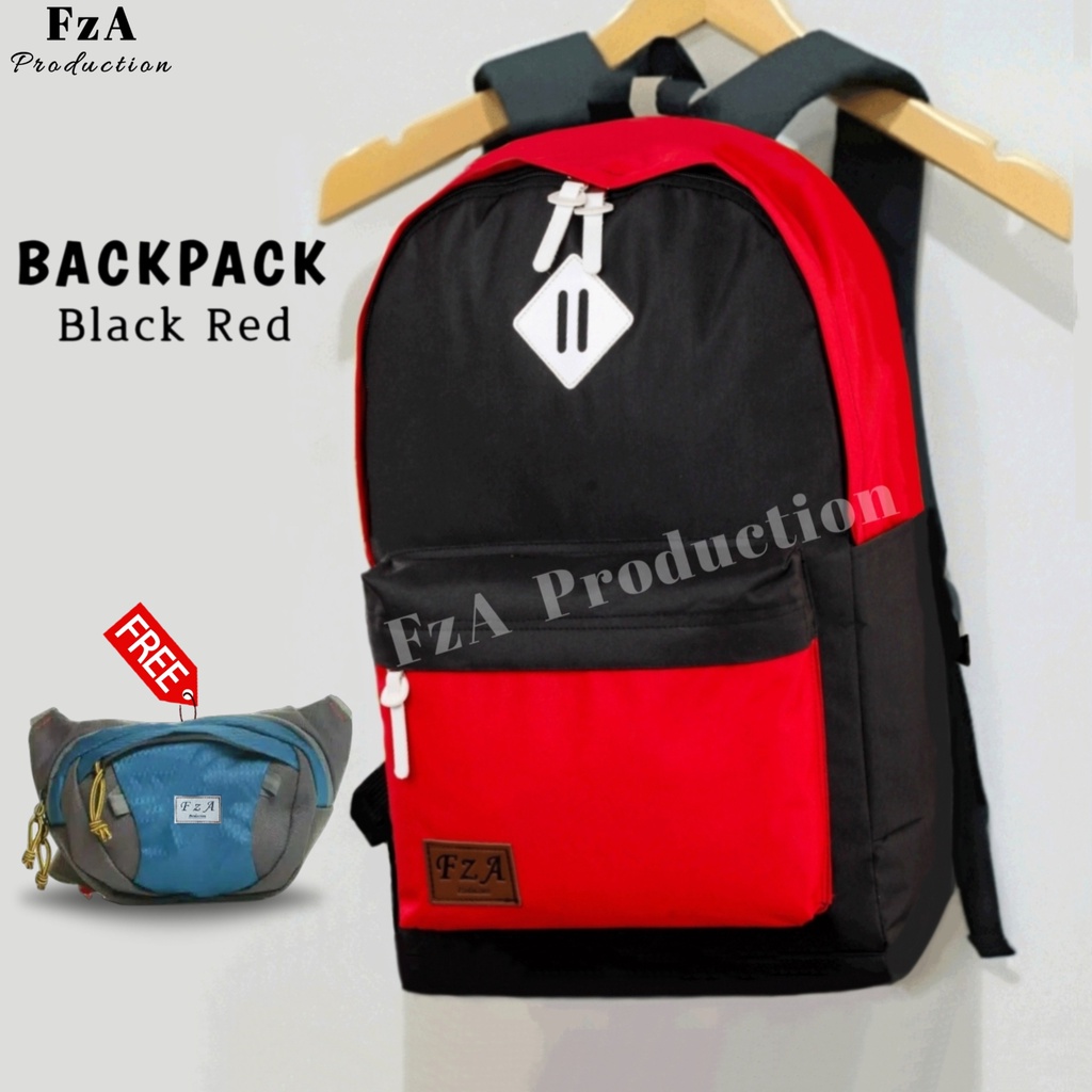 Big Promo..Tas Ransel Distro Casual Pria Wanita Tas Ransel Laptop Premium FREE Tas Waistbag Trendy