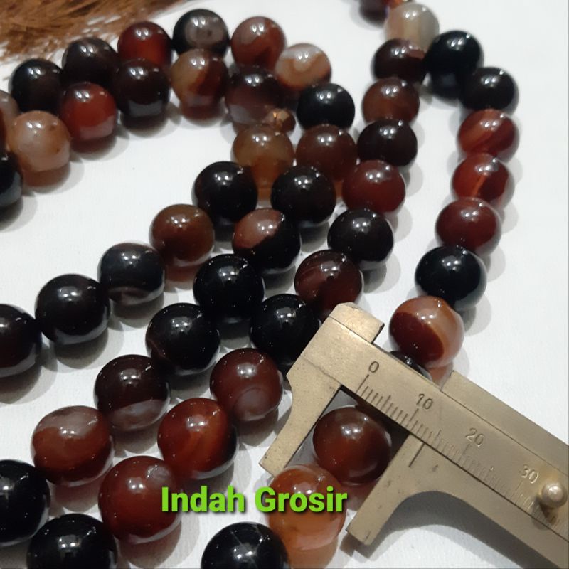 Tasbih Batu Aki Sulaiman Madu Jumbo 14mm 99butir Original Stone