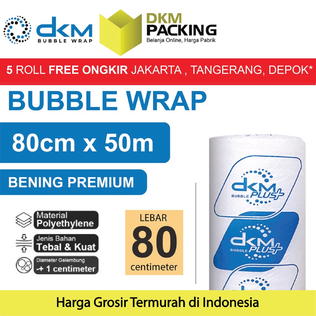 

Plastik Bubble Wrap Bening Premium 80CM x 50M TEBAL DKM+ Bubblewrap