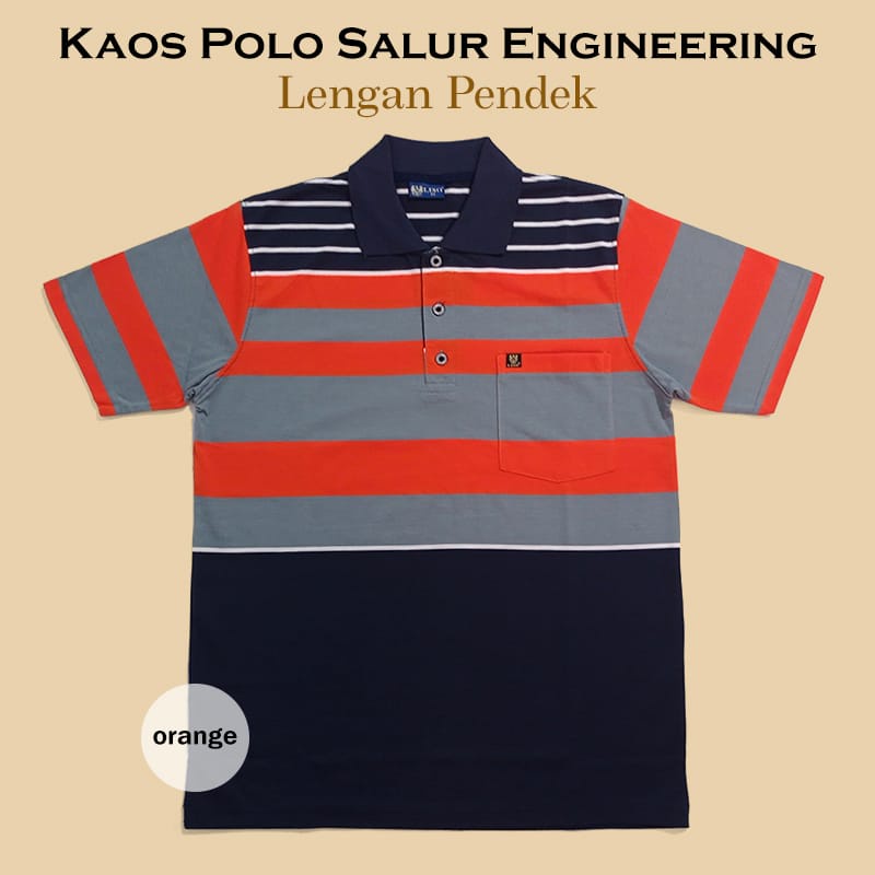 Kaospolos - Kaos kerah pria saku dewasa salur engginering stripe lengan pendek 7882