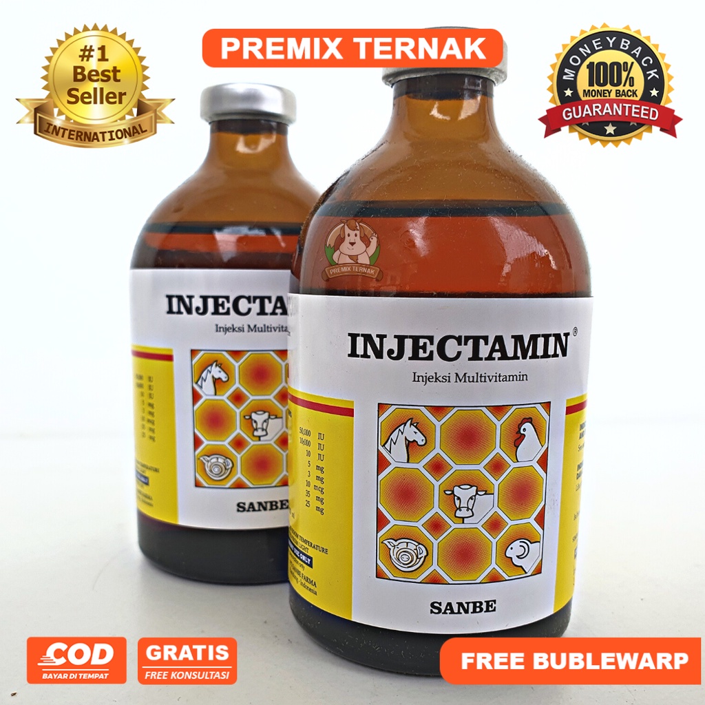 INJECTAMIN 100 ml SANBE - Multivitamin Dosis Tinggi Untuk Hewan