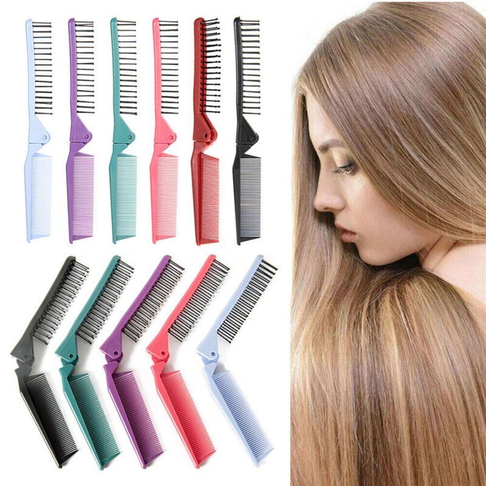 Preva 6Pcs Sikat Rambut Saku Lipat Bahan Plastik Nyaman Anti Statis Styling Rambut