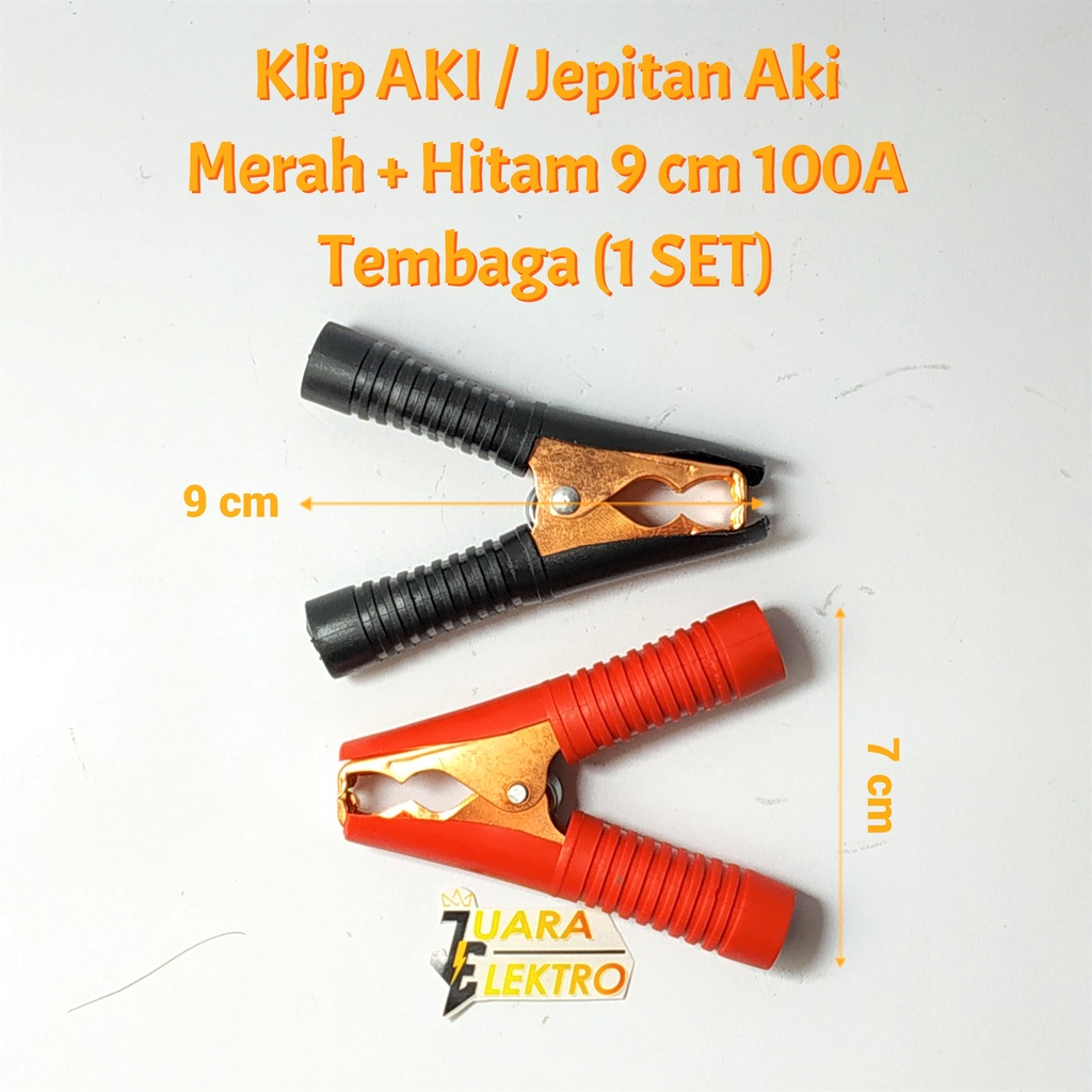 Jual Klip AKI / Jepitan Aki Merah + Hitam 9 cm 100A Tembaga (1 SET