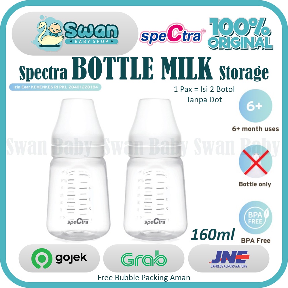 Spectra Bottle PP Storage 160ml Wide Neck ( Tanpa Dot ) isi 2pcs