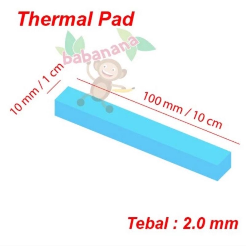 Thermal pad 100mm x 10mm x 2.0mm prosesor memory heatsink 2mm