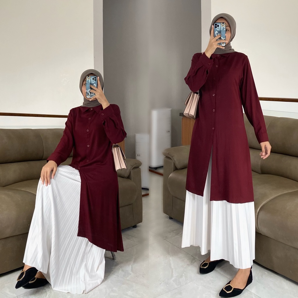 AQILA tunik by ZALFA OUTFIT / tunik kerja kuliah rayon polos