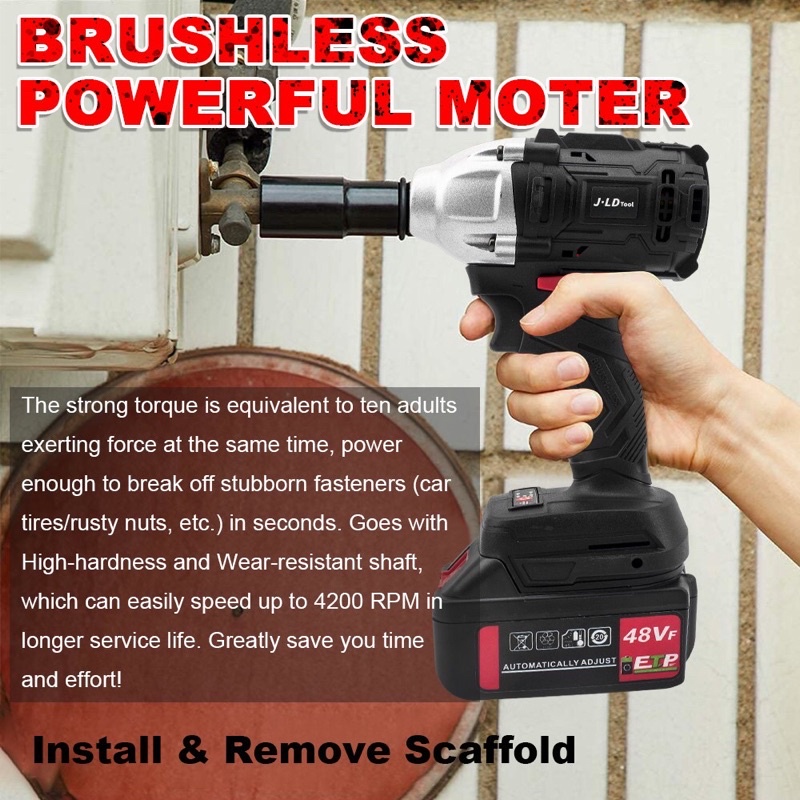 Bor buka bor cordless impact wrench JLD 48S brushless bolak balik variabel speed