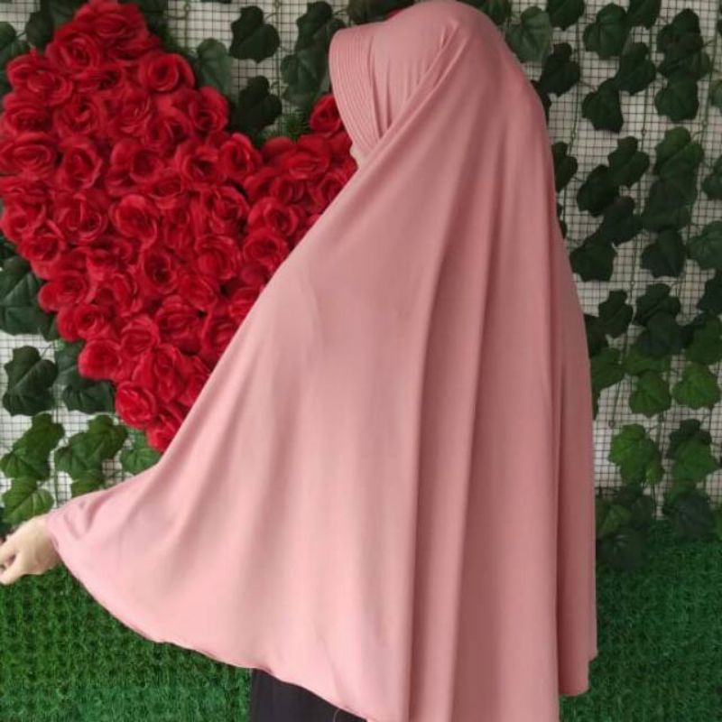 Hijab Khimar Bergo Hamidah Jumbo XL Spandek Jersey | Jilbab Bergo Simple Pad XL Spandek Jersey | Kerudung Ukuran Jumbo | Grade A