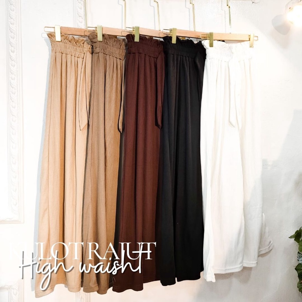 Kulot Knit Highwaist Rib | Celana kulot knit pants premium highwaist | Celana panjang wanita