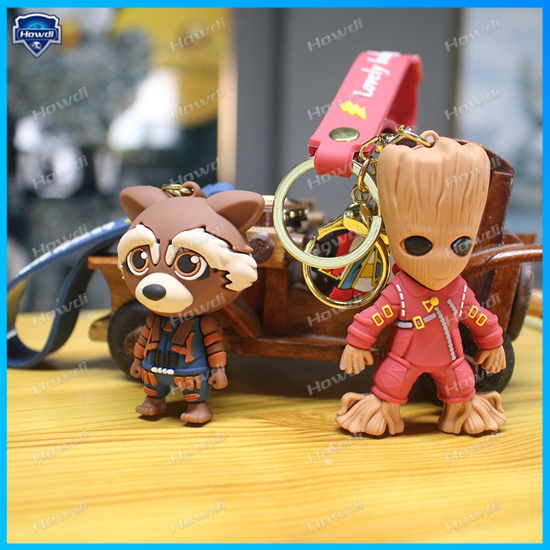 Gantungan Kunci Avenger Alliance Groot Tree Man Raccoon Keychain Animasi Liontin Gantungan Kunci Mobil