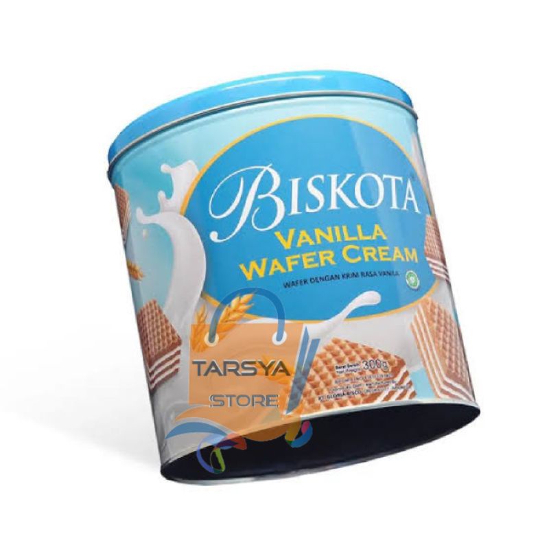 

Biskota Vanilla wafer cream / snack Kaleng