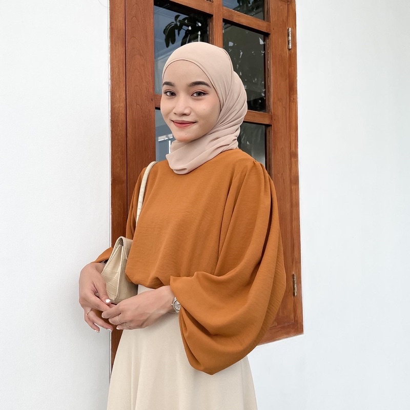 Mika Blouse Wanita Crinkle Lengan Balon LD 120 Atasan Hits Kekinian