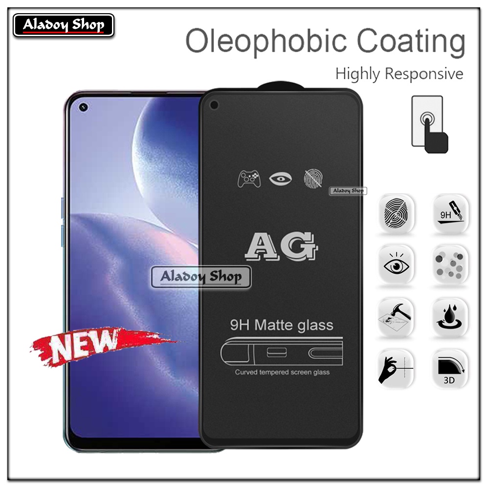 Paket 3IN1 Tempered Glass Layar Matte Anti Glare Oppo Reno 5F Free Tempered Glass Camera dan Skin Carbon