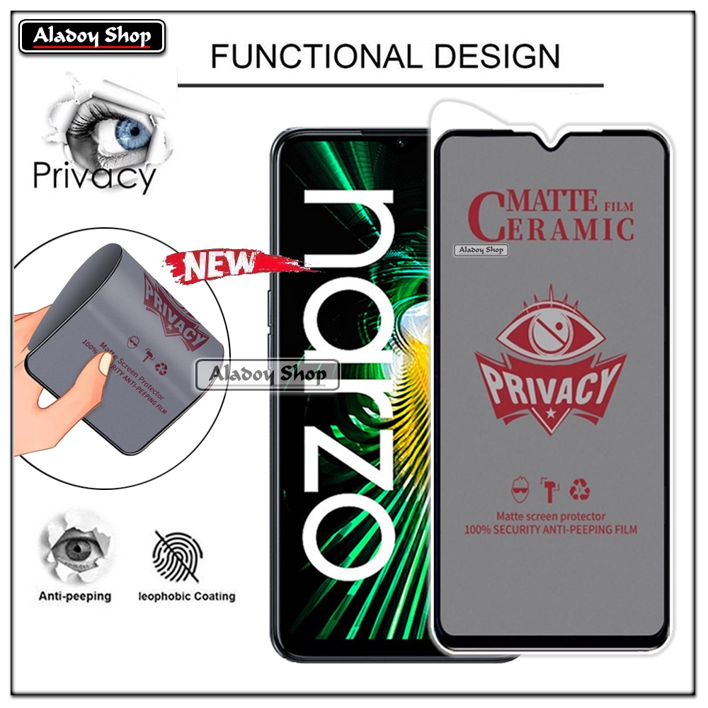 Tempered Glass Anti SPY Realme Narzo 50 Anti Gores Privacy + Tempered Glass kamera dan Skin Carbon