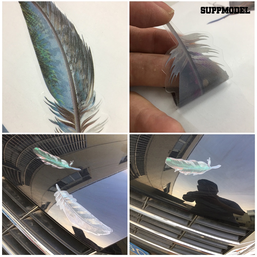 [Dekorasi] 1set Kreatif Bulu Warna-Warni Body Mobil Stiker Cermin Hias Decal Decor
