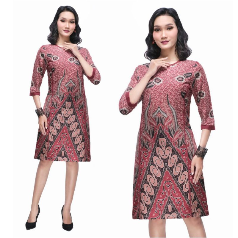 Dress Batik Wanita Jumbo 4L-5L Atasan Tunik Big Size XXXL Seragam Keluarga OR