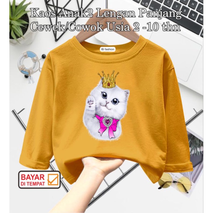 ((IB))KAOS ANAK2 UNISEX PANJANG/KUCING DIGITAL SABLON