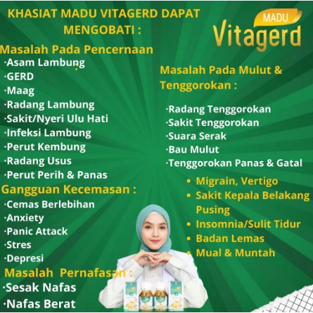 Madu VITAGERD Herbal Obat GERD MAAG ANXIETY MIGRAIN DEPRESI BAU MULUT SARIAWAN Dan Asam Lambung Original Asli Ori dengan Gejala Susah Tidur Sakit Kepala Kleyengan Kliyengan  Tenggorokan Sesak Perut Dada Panas Punggung Linu Panik jantung Berdebar