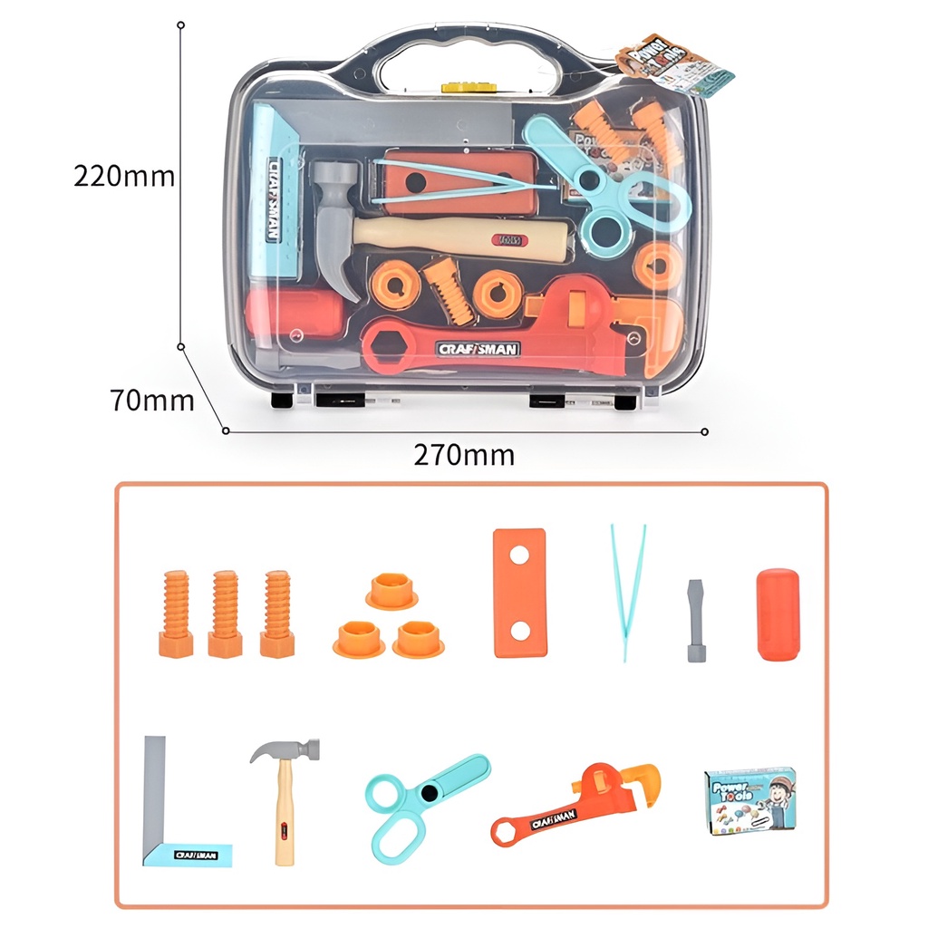 Ez Tool Box | Mainan Alat Pertukangan Anak Laki Laki | Mainan Peralatan Pertukangan | Hadiah Ulang Tahun Anak Cowok