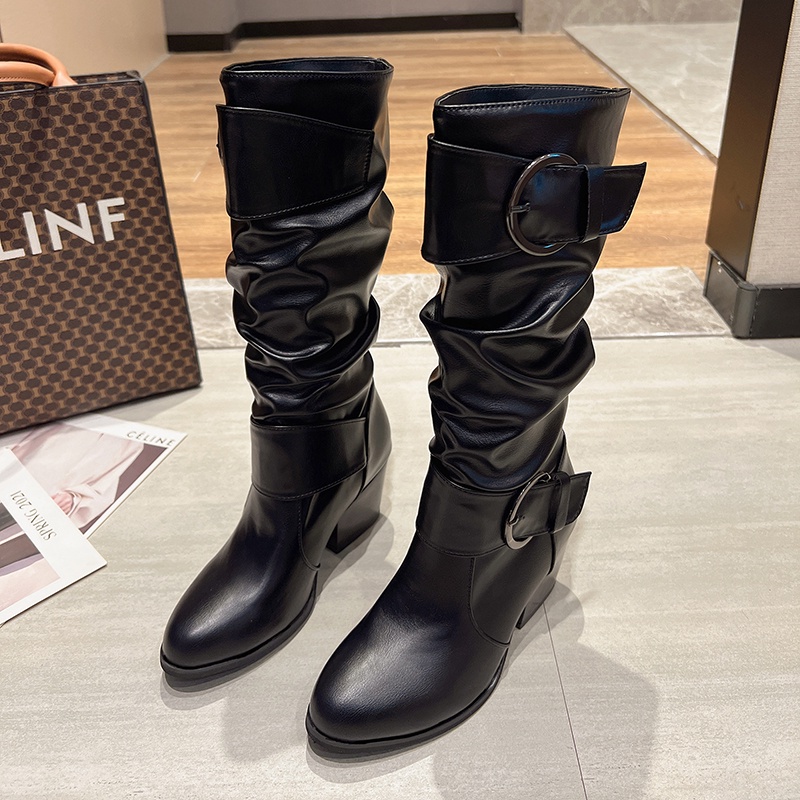 ✅PINKEY P119 Boots/Sepatu Winter Overknee Leather Kulit Fashion Wanita