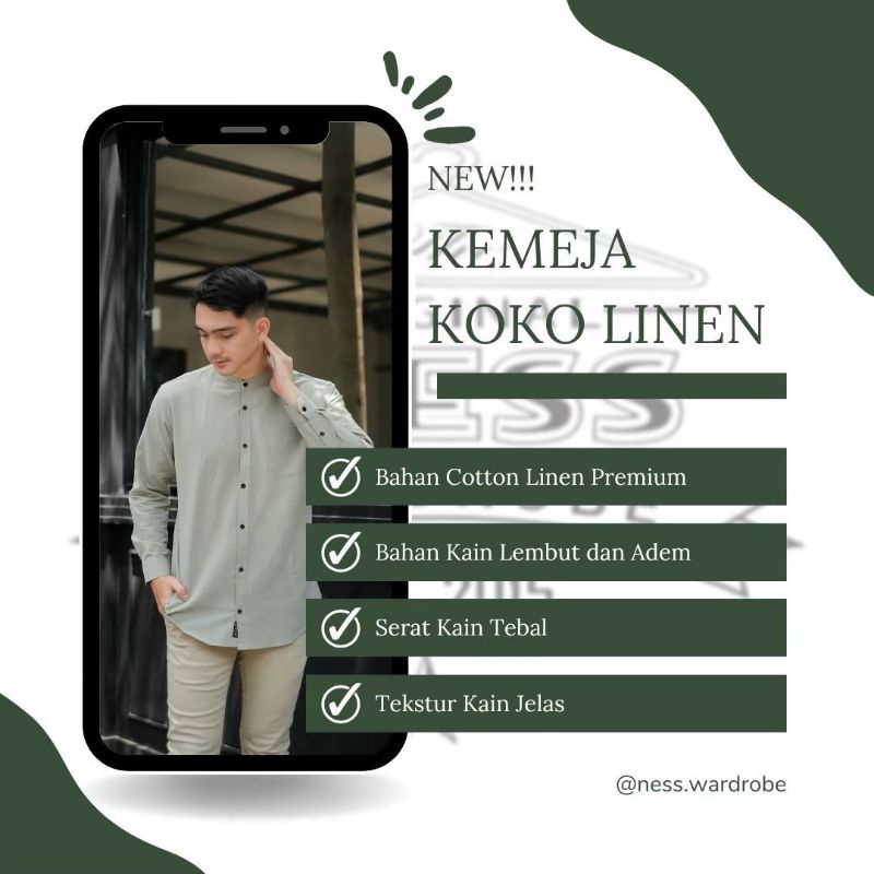 Kemko lengan panjang Bahan Linen original Ness wardrobe