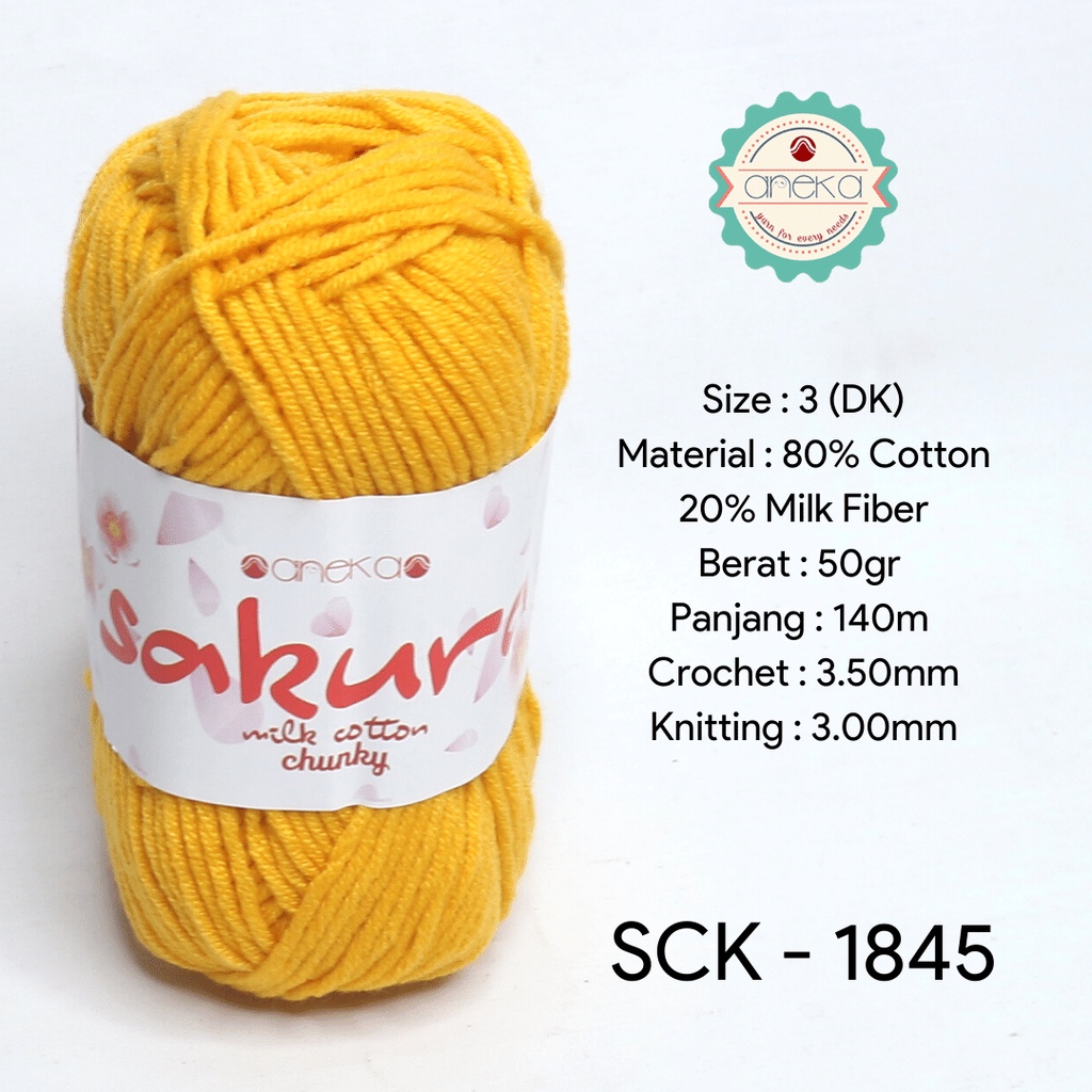 Benang Rajut Katun Susu Sakura Milk Cotton Chunky - 1845