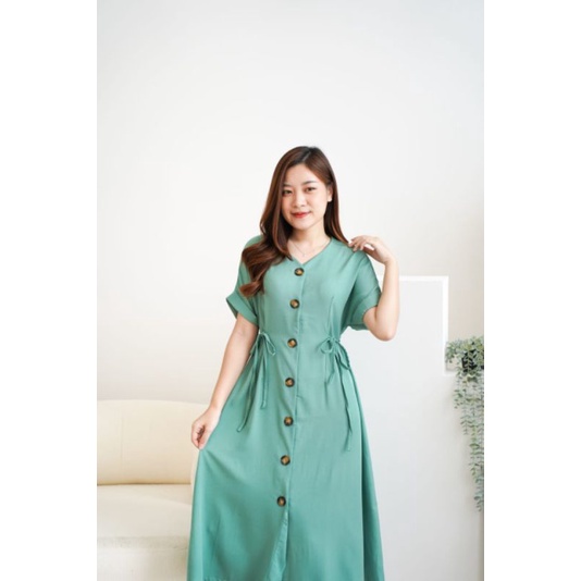 DS1566 - DRESS HOMEY BUSUI FRIENDLY WANITA DRESS BUNGA MIDI FLARE CASUAL