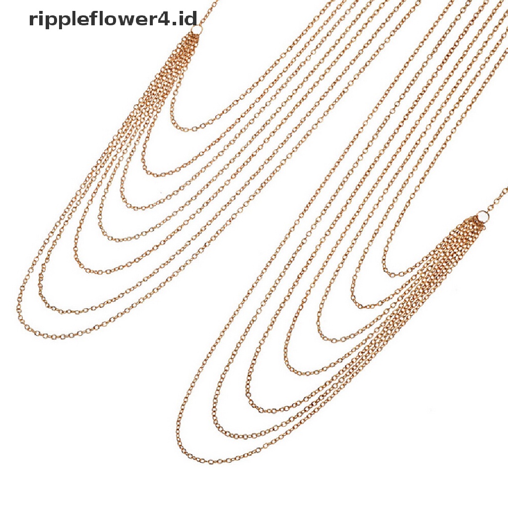 {rippleflower4.id} Kalung Rantai Tubuh Seksi Panas Rumbai Alloy Kalung Panjang Perhiasan Fashion Wanita~