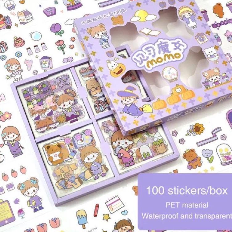 

[KODE QL007] Sticker Waterproof Sticker Momo Dapat Box Isi 100 Lembar