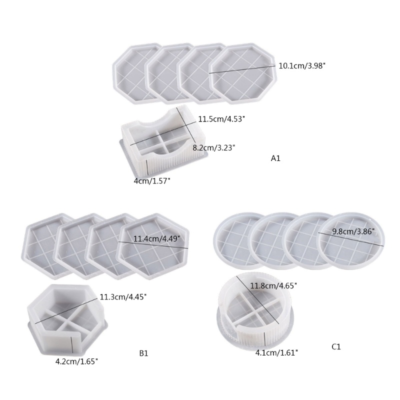 Sa1/5x Coaster Cetakan Resin Casting Bulat Octagon Epoxy Casting Mould Resin Tray