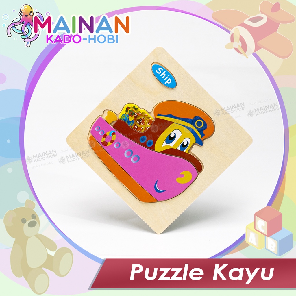 MAINAN EDUKASI ANAK BALITA 1 2 3 TAHUN PUZZLE KAYU MOTIF SHIP KAPAL LAUT