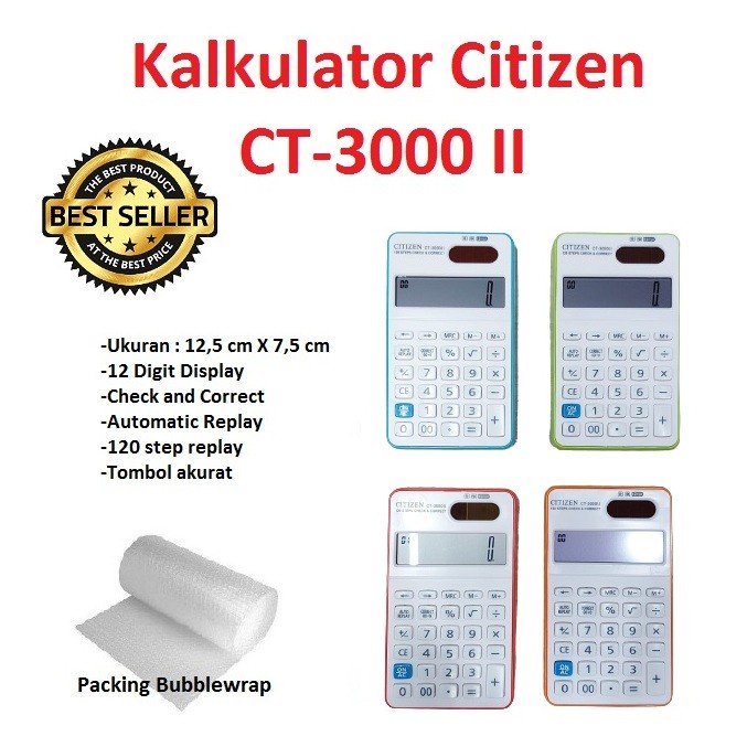 

PROMO Kalkulator Calculator Citizen CT 3000 II / CT-3000 Mini Pocket 12Digit