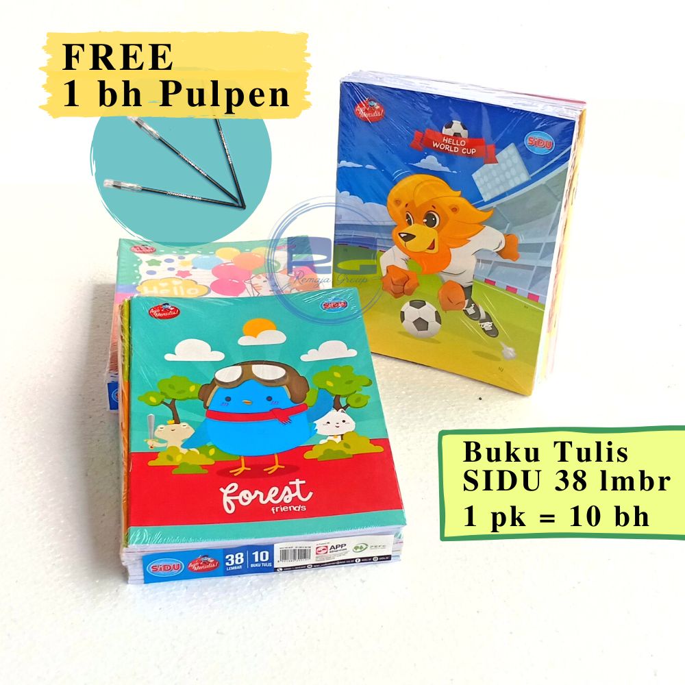 

BUKU TULIS SIDU 38 LEMBAR ( PACK ) FREE 1 PULPEN ( BUKU SIDU 38 LEMBAR )