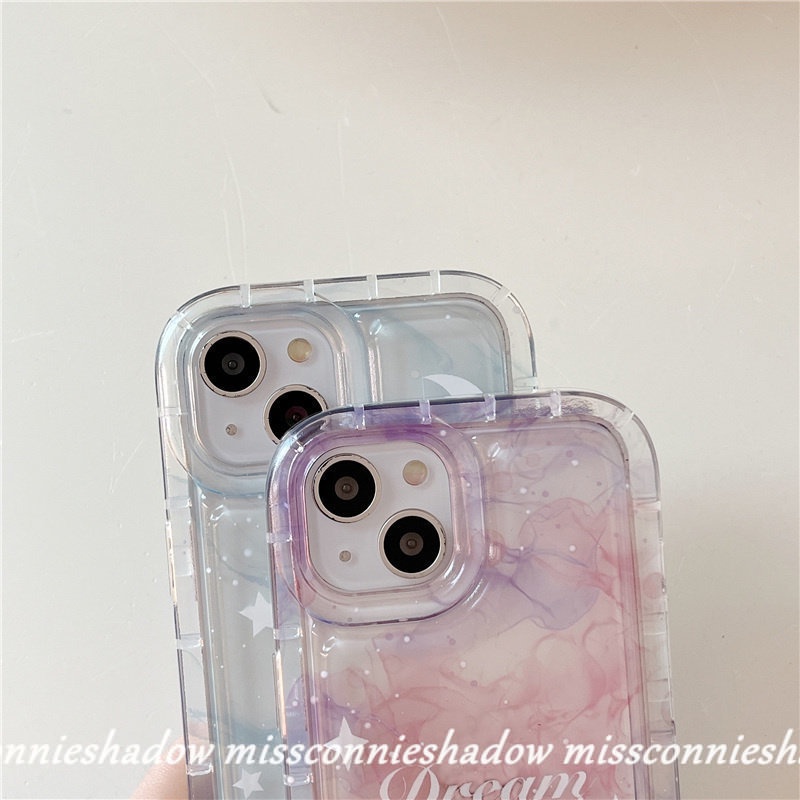 Case Kompatibel Untuk iPhone 7Plus 8Plus 11xr 7 8 6 6S Plus 14 13 12 11 Pro MAX X XS MAX Fantasy Tinta Lukisan Langit Berbintang Bulan Bintang TPU Lembut Bening Airbag Shockproof Back Cover